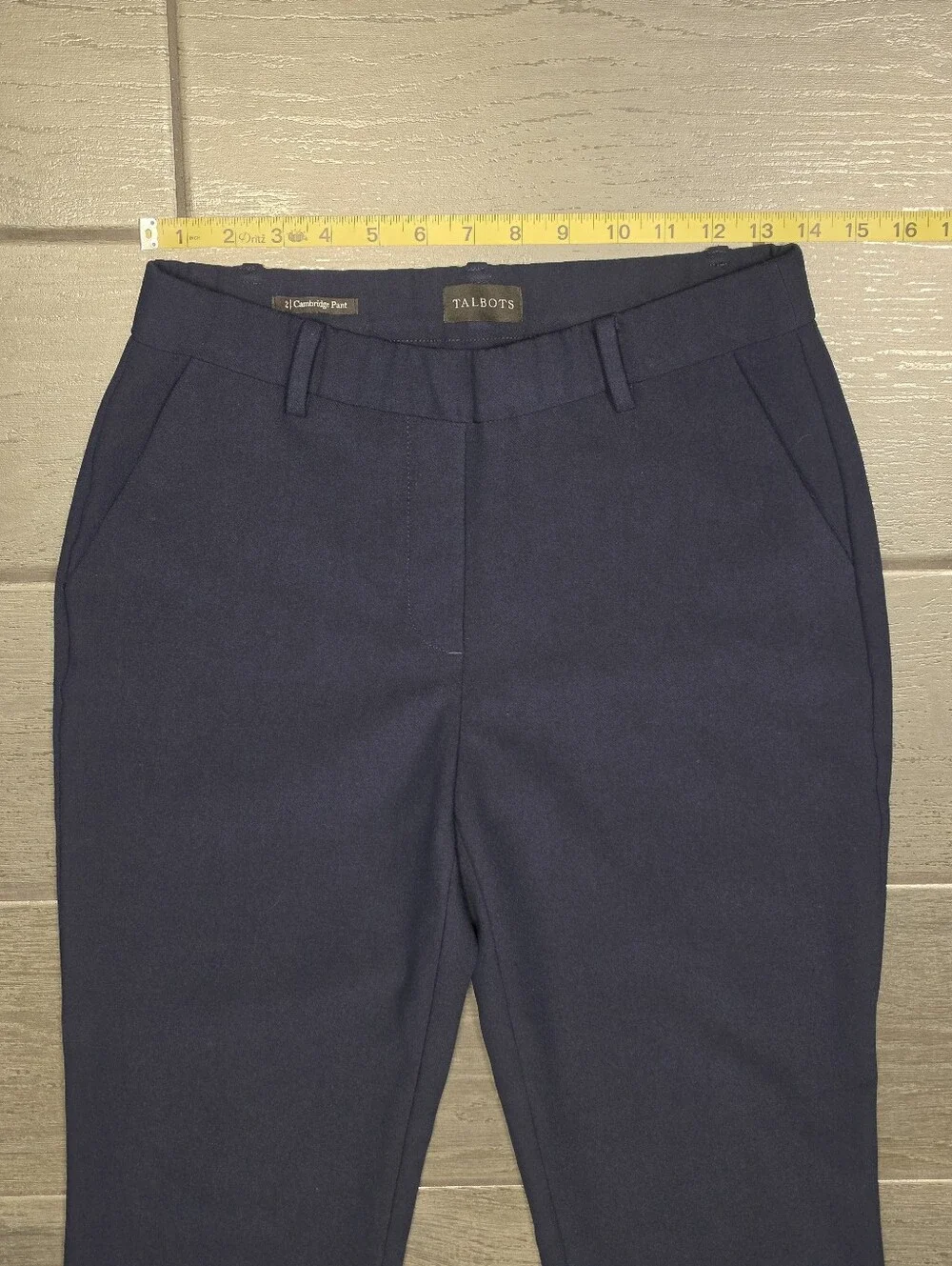 TALBOTS Cambridge Pull On Dress Pants 2 Navy Blue Stretch Straight Leg